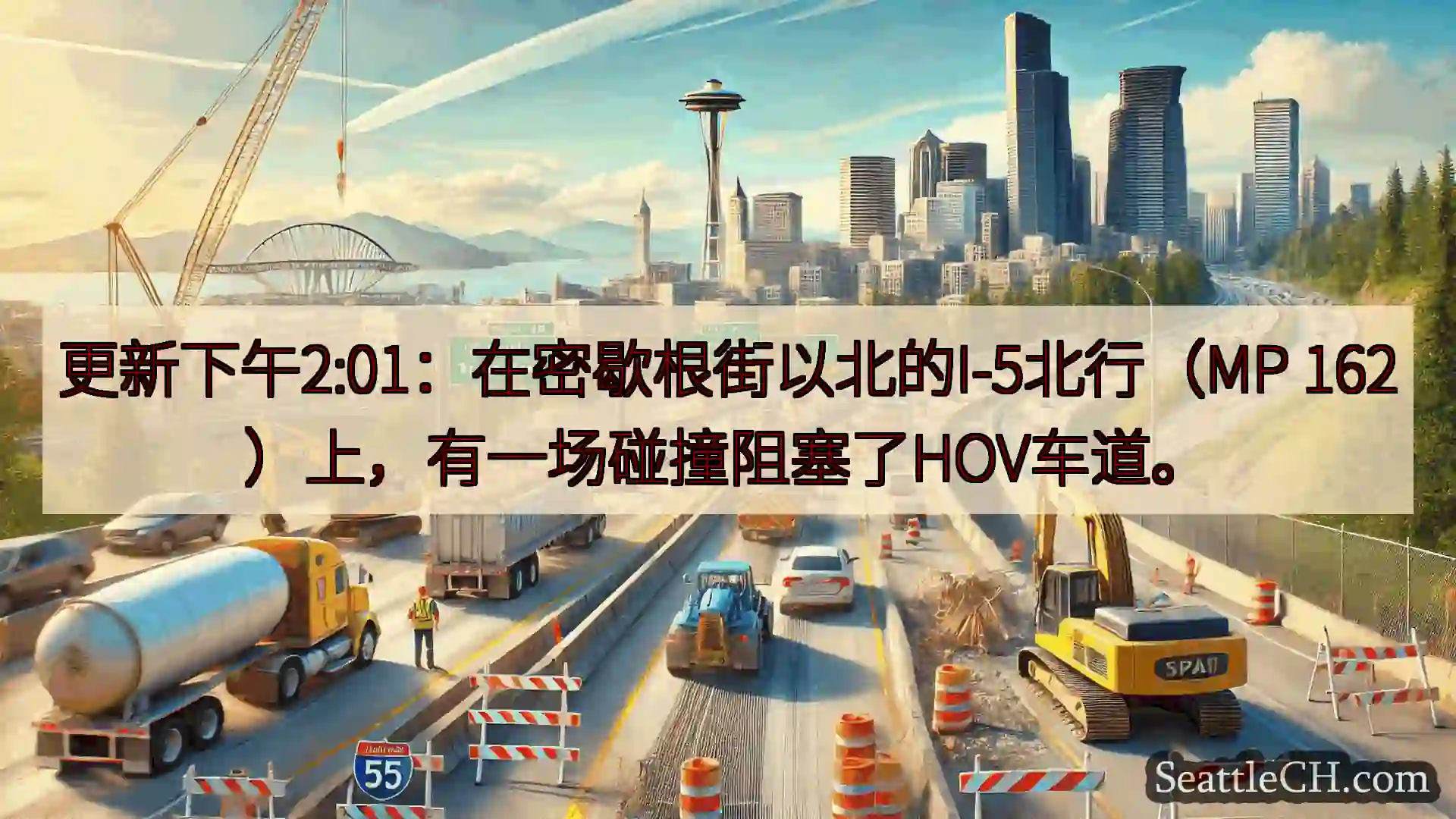 西雅图交通新闻 更新下午2:01：在密歇根街以北的I-5北行（MP