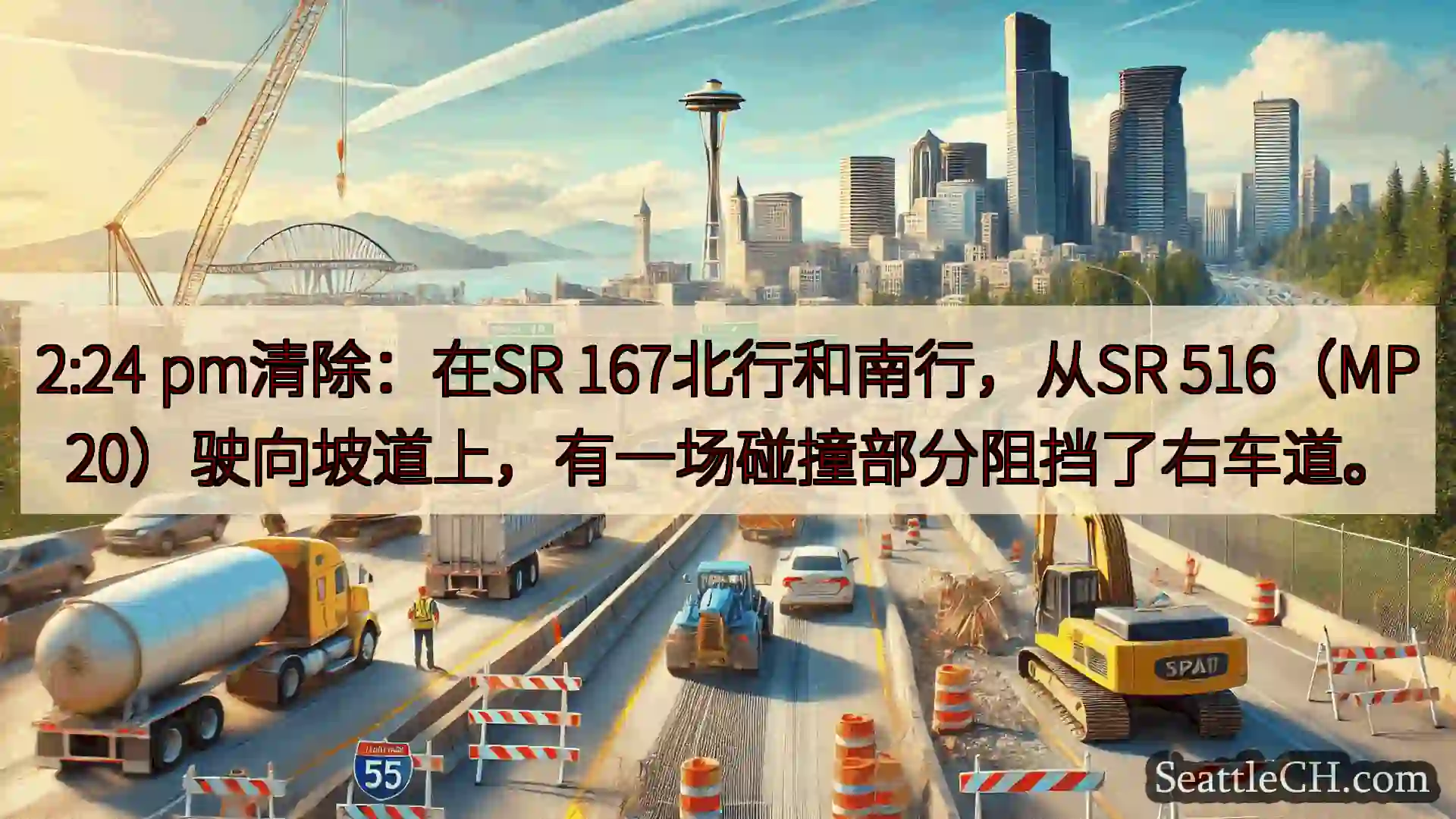 西雅图交通新闻 2:24 pm清除：在SR 167北行和南行，从SR 516（MP