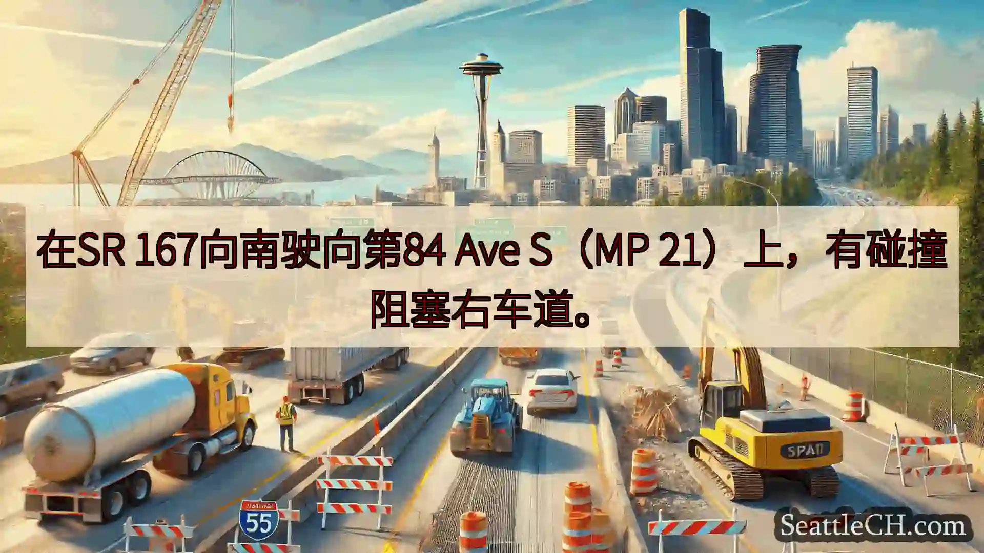 西雅图交通新闻 在SR 167向南驶向第84 Ave S（MP