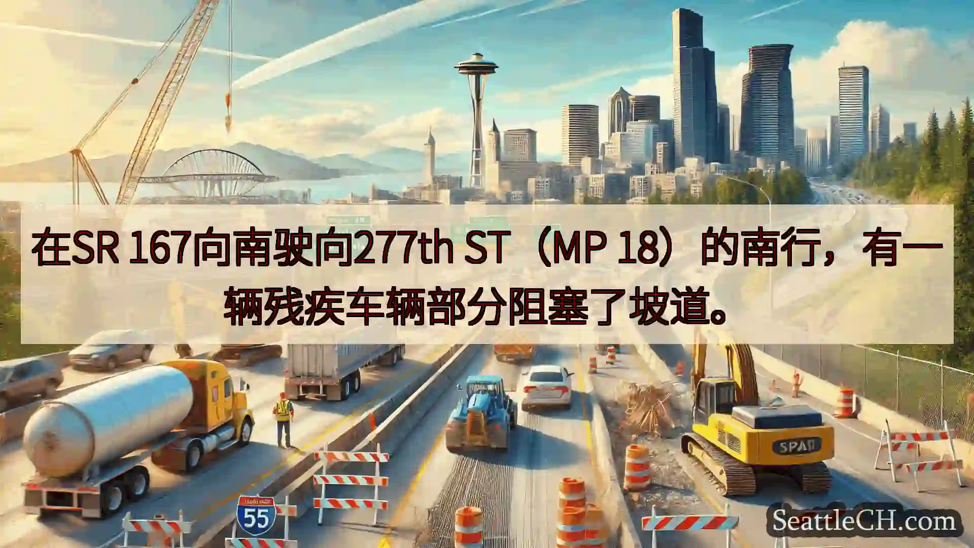 西雅图交通新闻 在SR 167向南驶向277th ST（MP