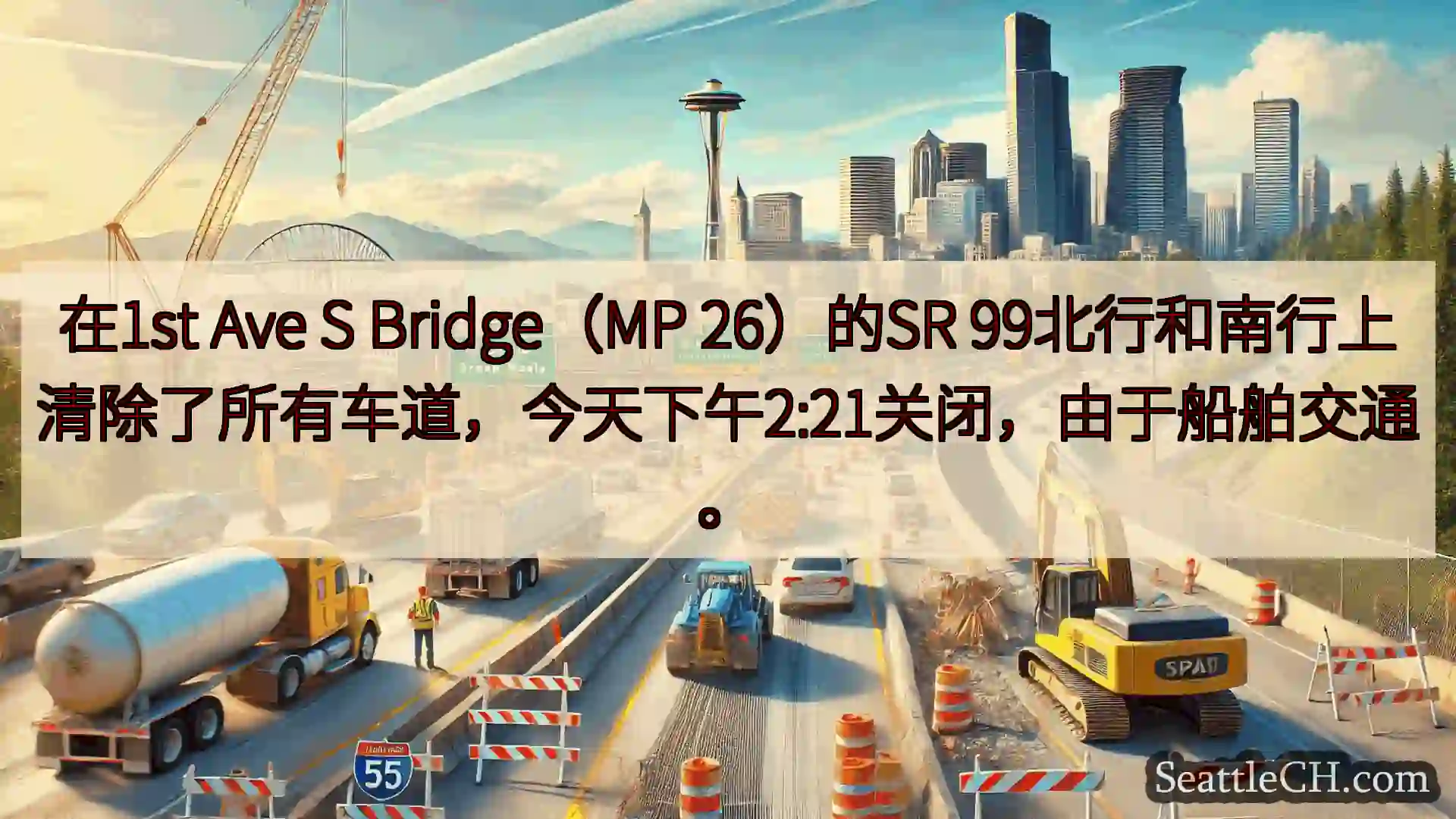 西雅图交通新闻 在1st Ave S Bridge（MP 26）的SR