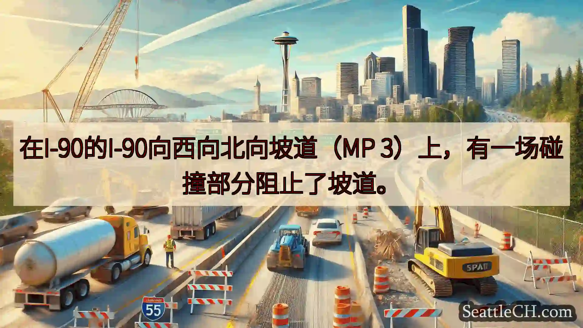 西雅图交通新闻 在I-90的I-90向西向北向坡道（MP