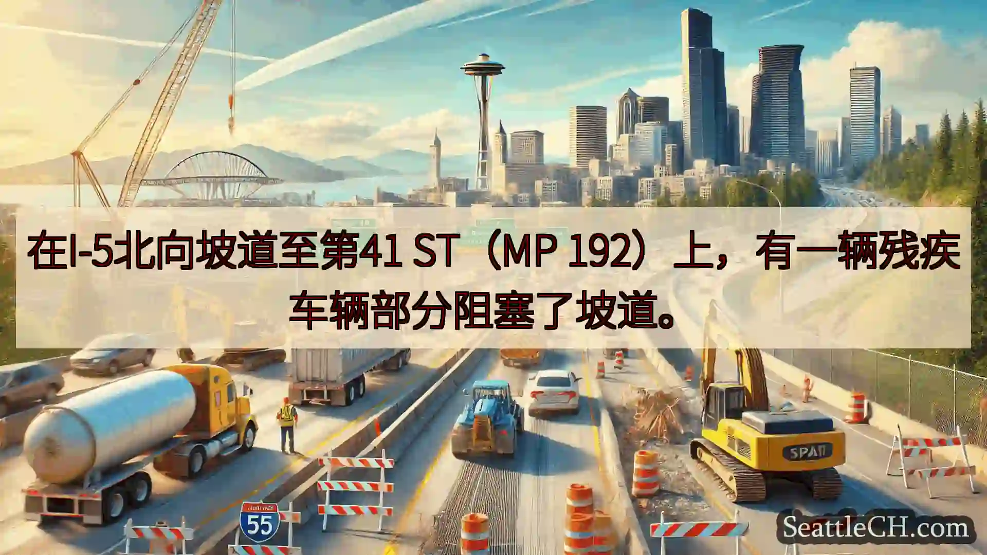 西雅图交通新闻 在I-5北向坡道至第41 ST（MP