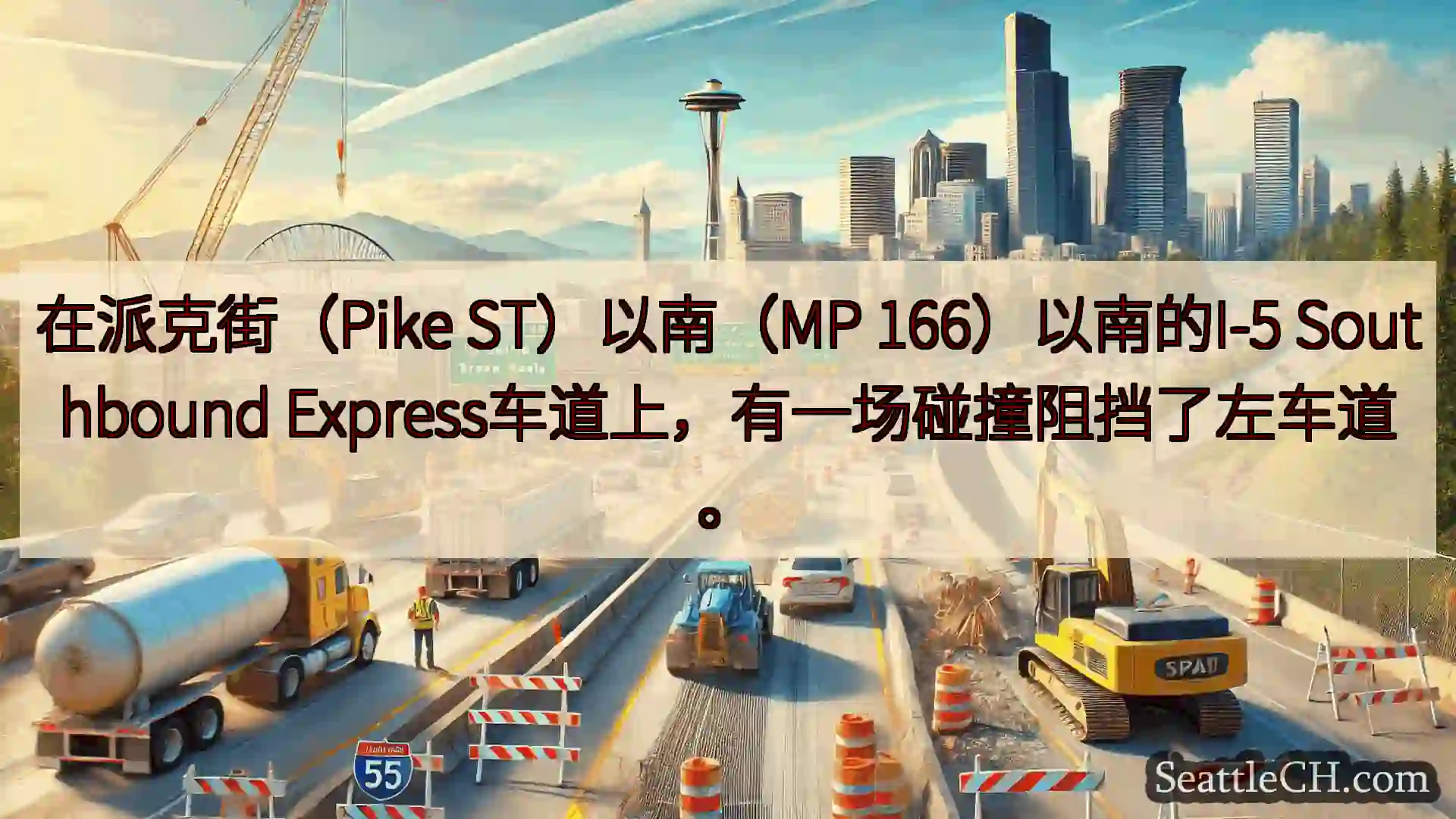 西雅图交通新闻 在派克街（Pike ST）以南（MP 166）以南的I-5