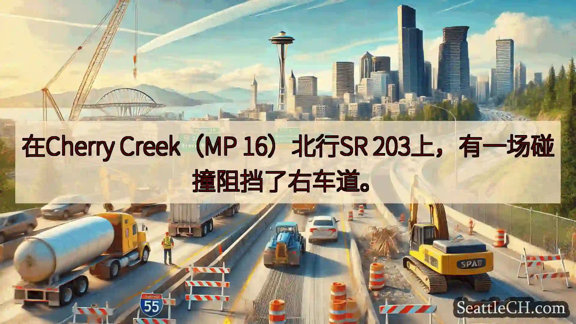 西雅图交通新闻 在Cherry Creek（MP 16）北行SR