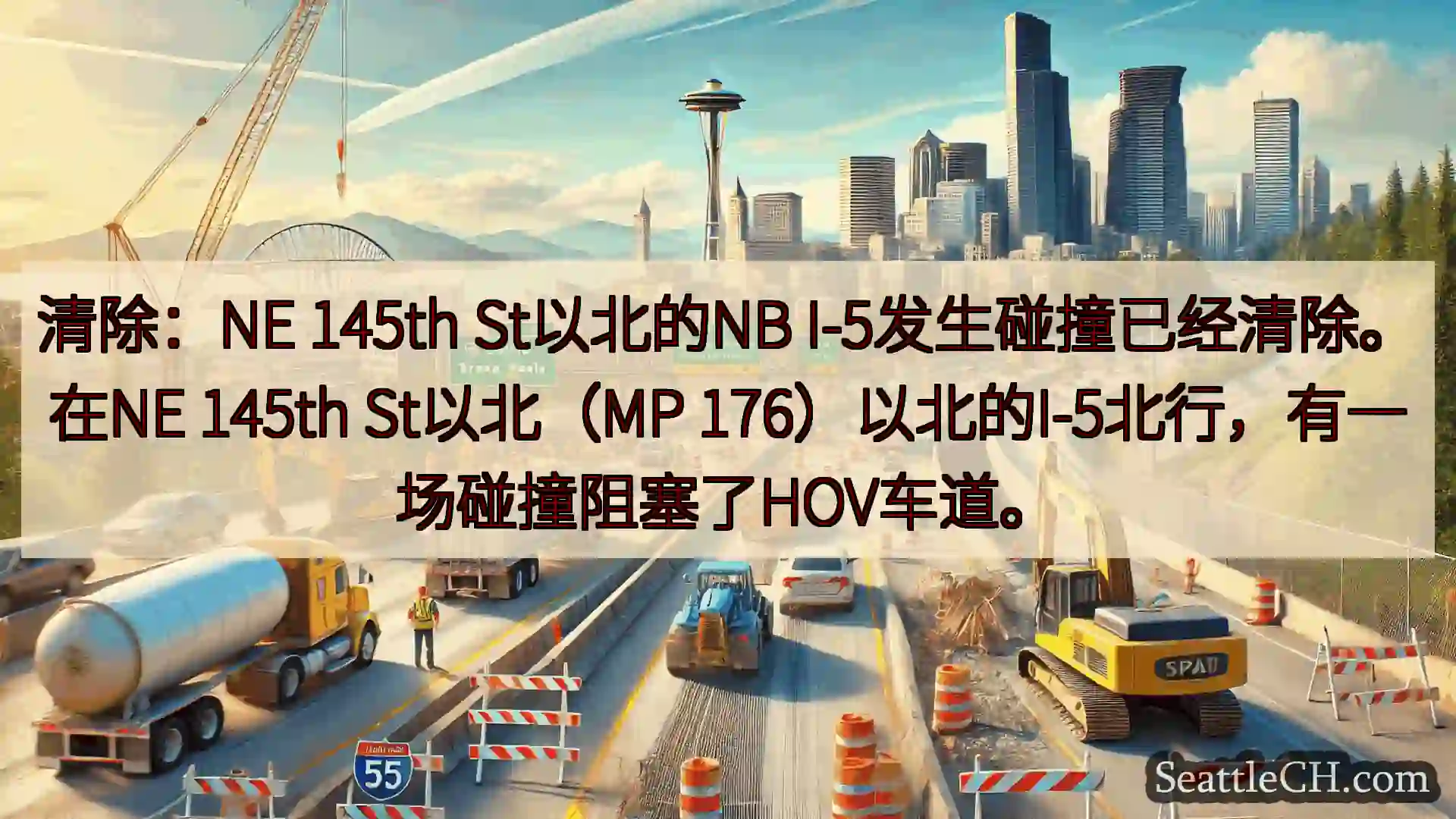 西雅图交通新闻 清除：NE 145th St以北的NB