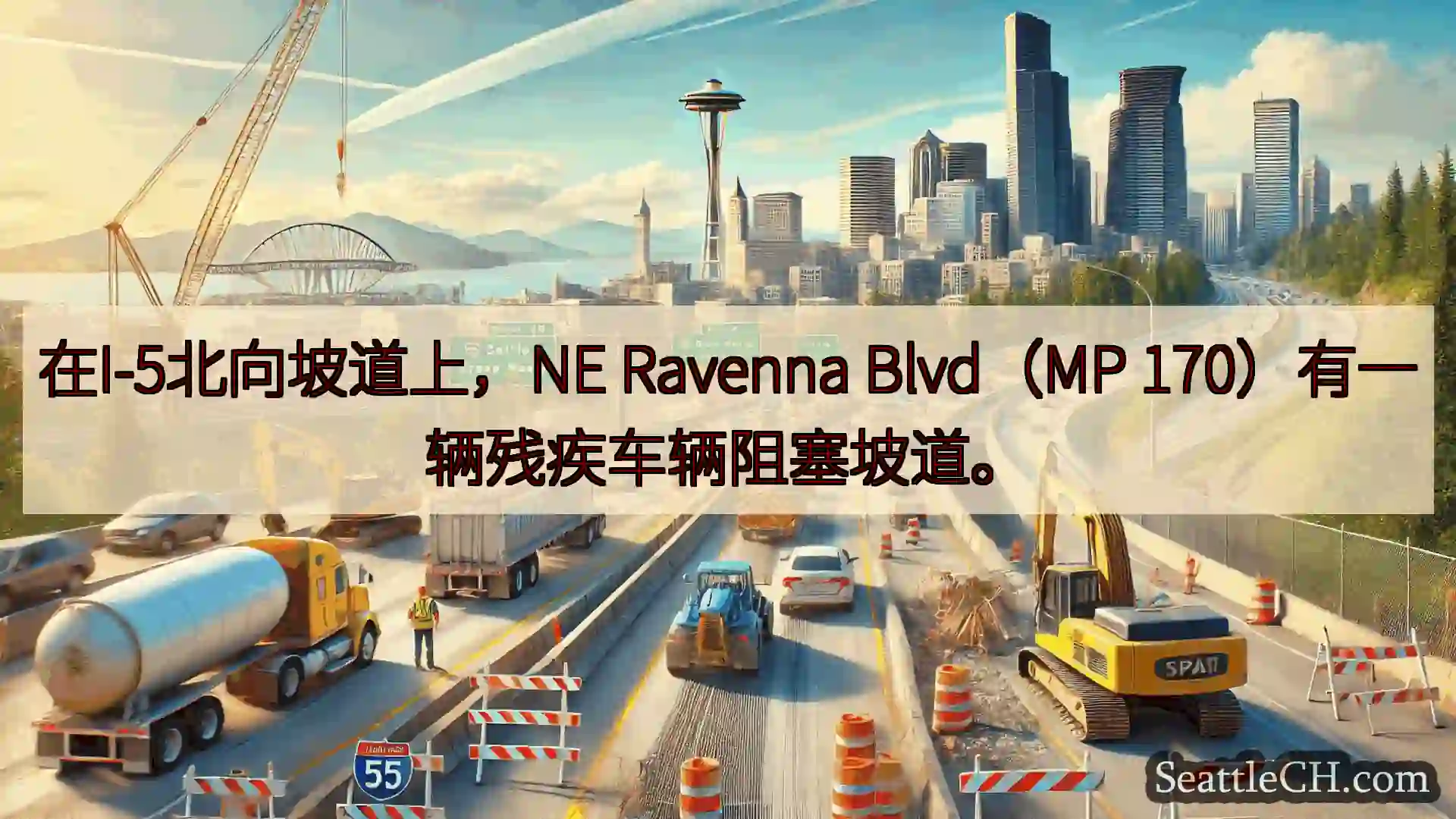 西雅图交通新闻 在I-5北向坡道上，NE Ravenna Blvd（MP
