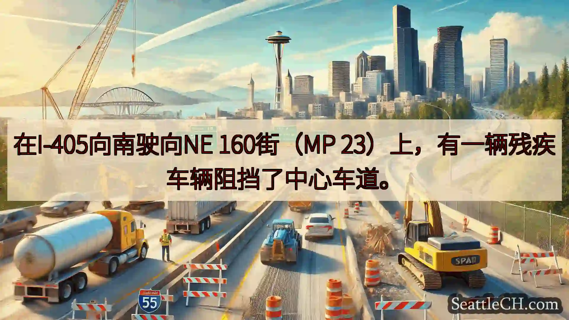西雅图交通新闻 在I-405向南驶向NE 160街（MP