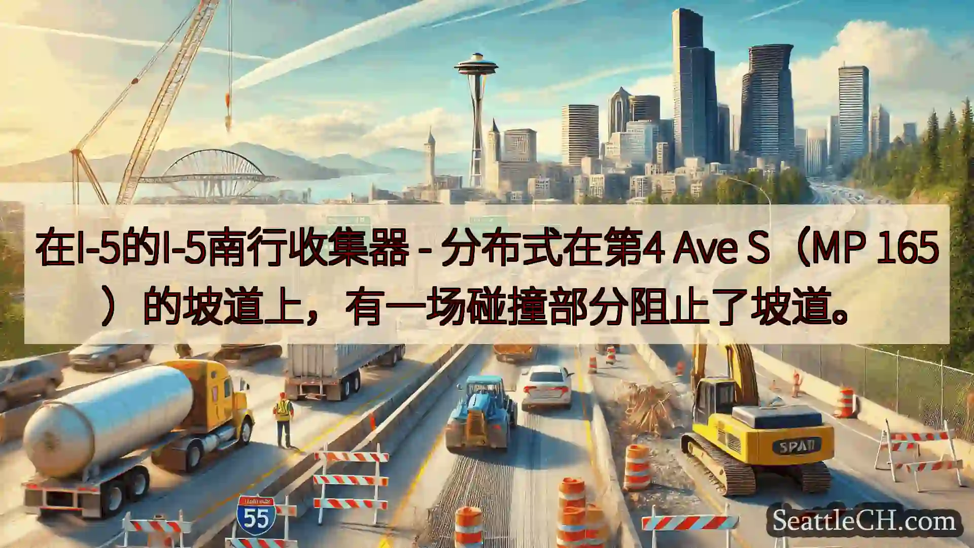 西雅图交通新闻 在I-5的I-5南行收集器 - 分布式在第4 Ave S（MP