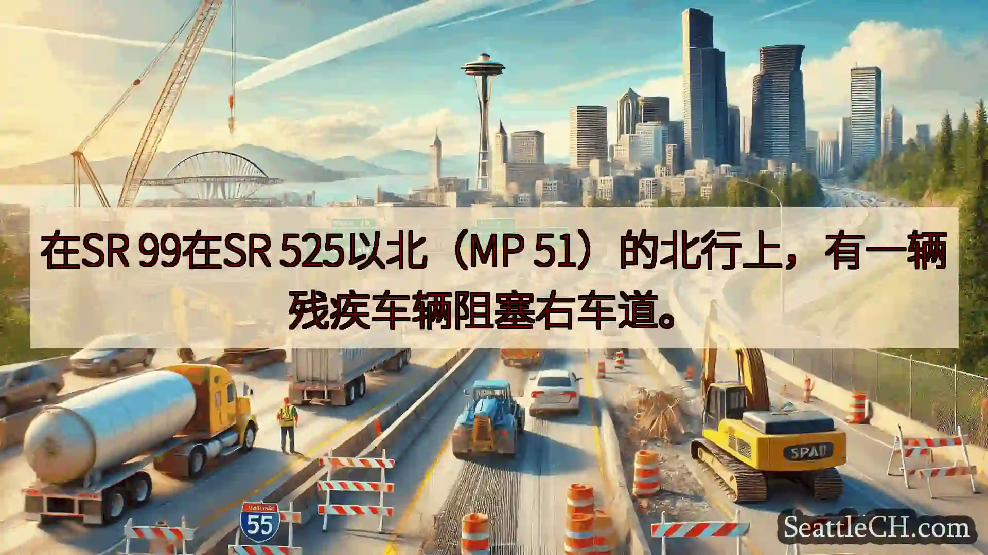 西雅图交通新闻 在SR 99在SR 525以北（MP