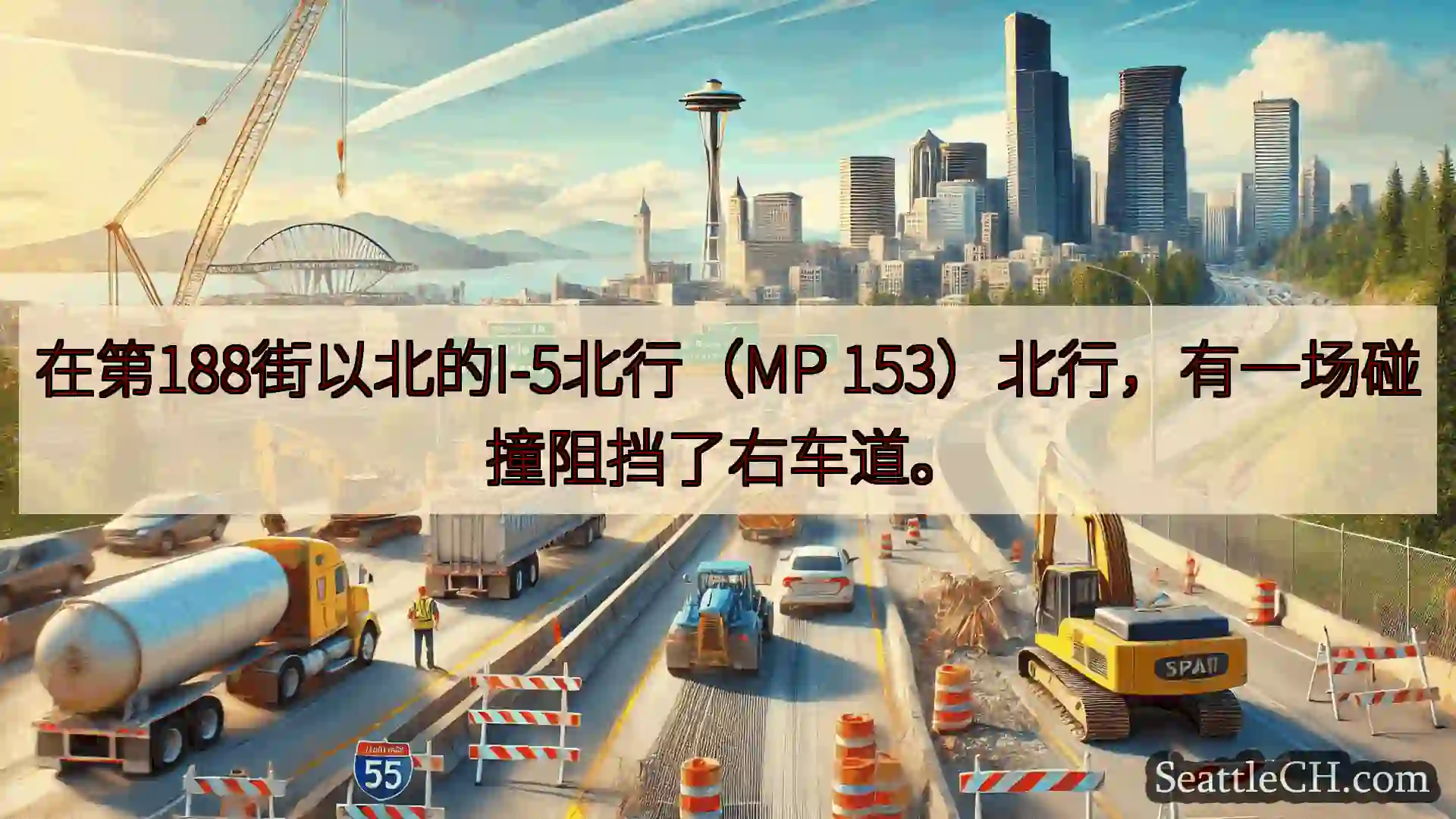 西雅图交通新闻 在第188街以北的I-5北行（MP