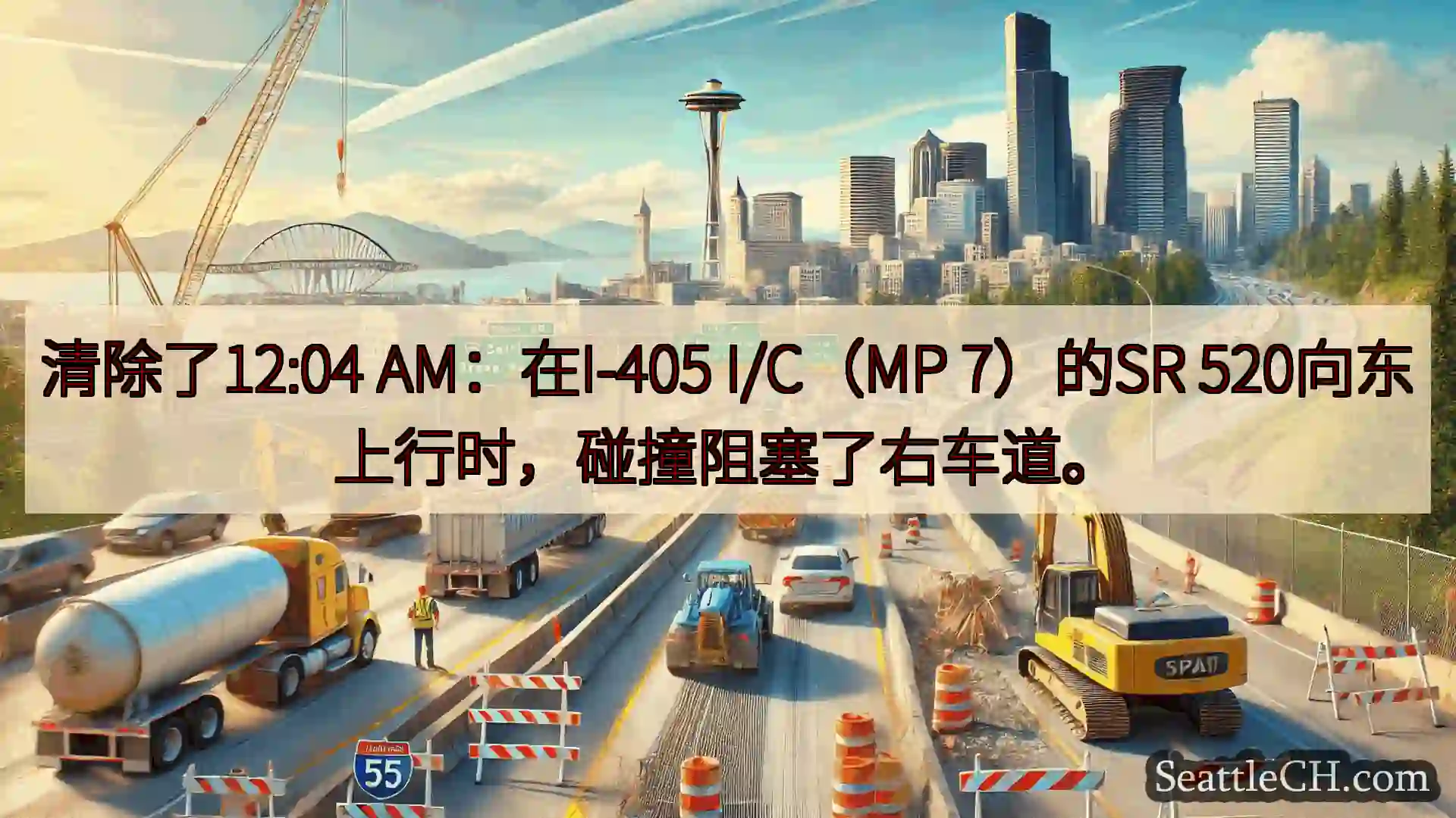 西雅图交通新闻 清除了12:04 AM：在I-405 I/C（MP 7）的SR