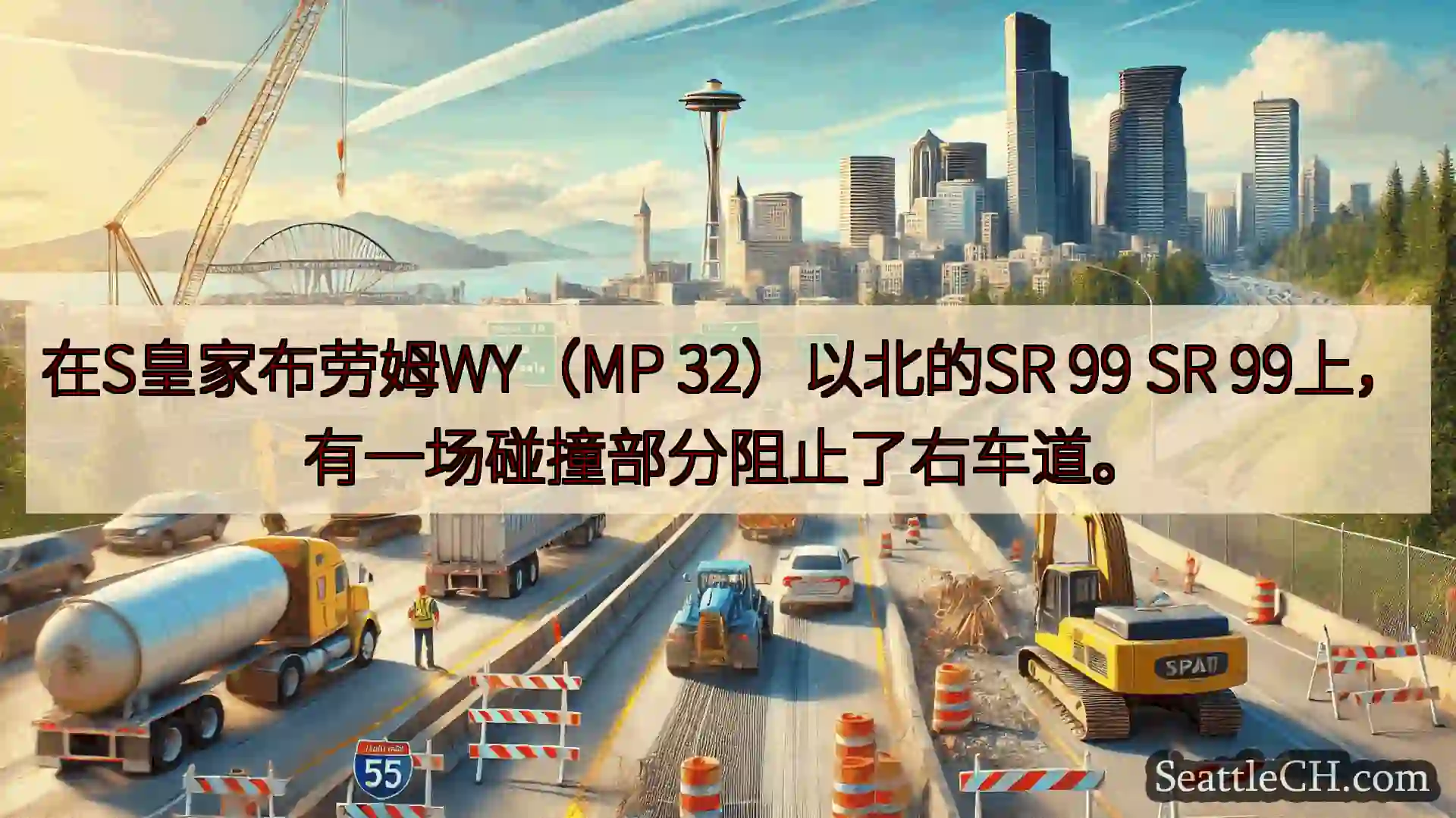 西雅图交通新闻 在S皇家布劳姆WY（MP 32）以北的SR 99 SR