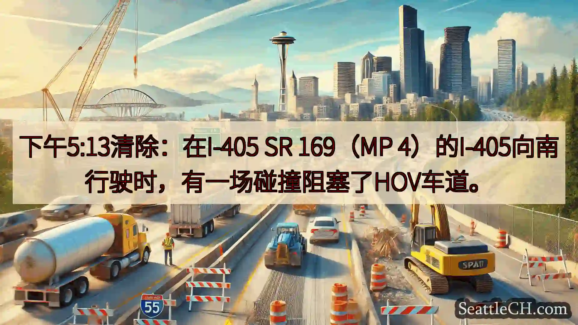 西雅图交通新闻 下午5:13清除：在I-405 SR 169（MP