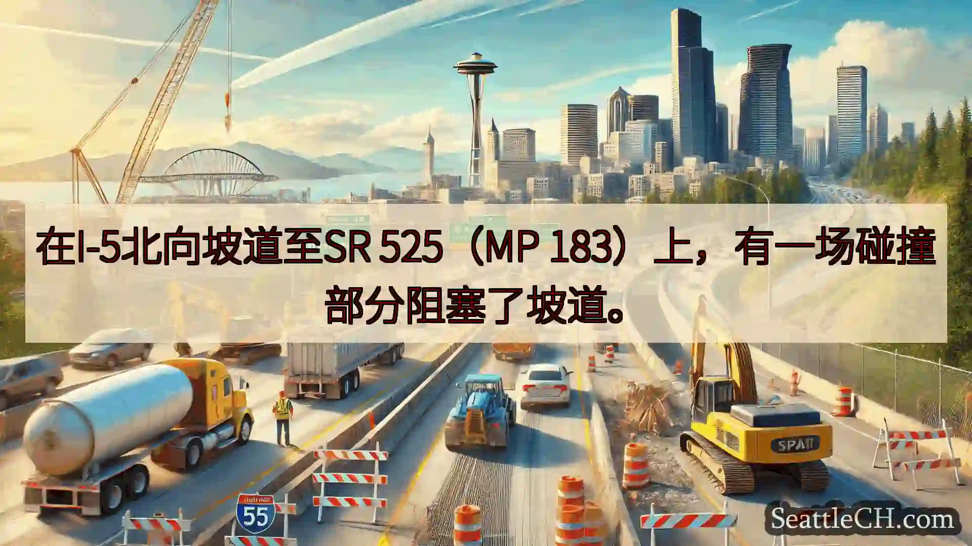 西雅图交通新闻 在I-5北向坡道至SR 525（MP