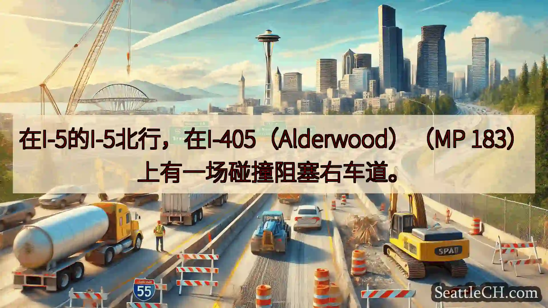 西雅图交通新闻 在I-5的I-5北行，在I-405（Alderwood）（MP