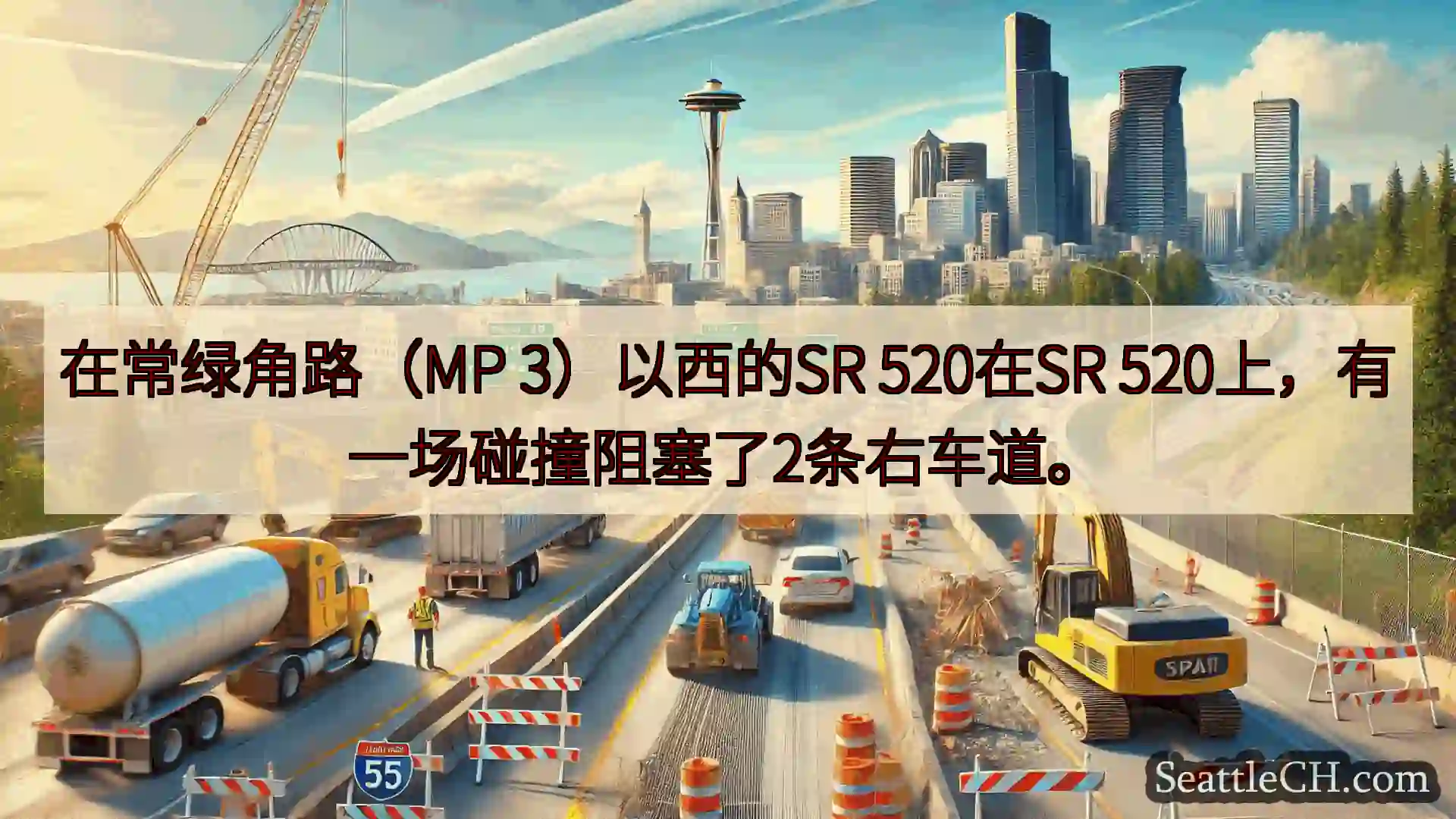 西雅图交通新闻 在常绿角路（MP 3）以西的SR 520在SR