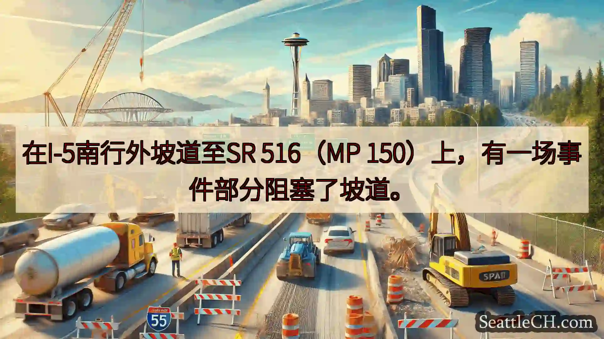 西雅图交通新闻 在I-5南行外坡道至SR 516（MP