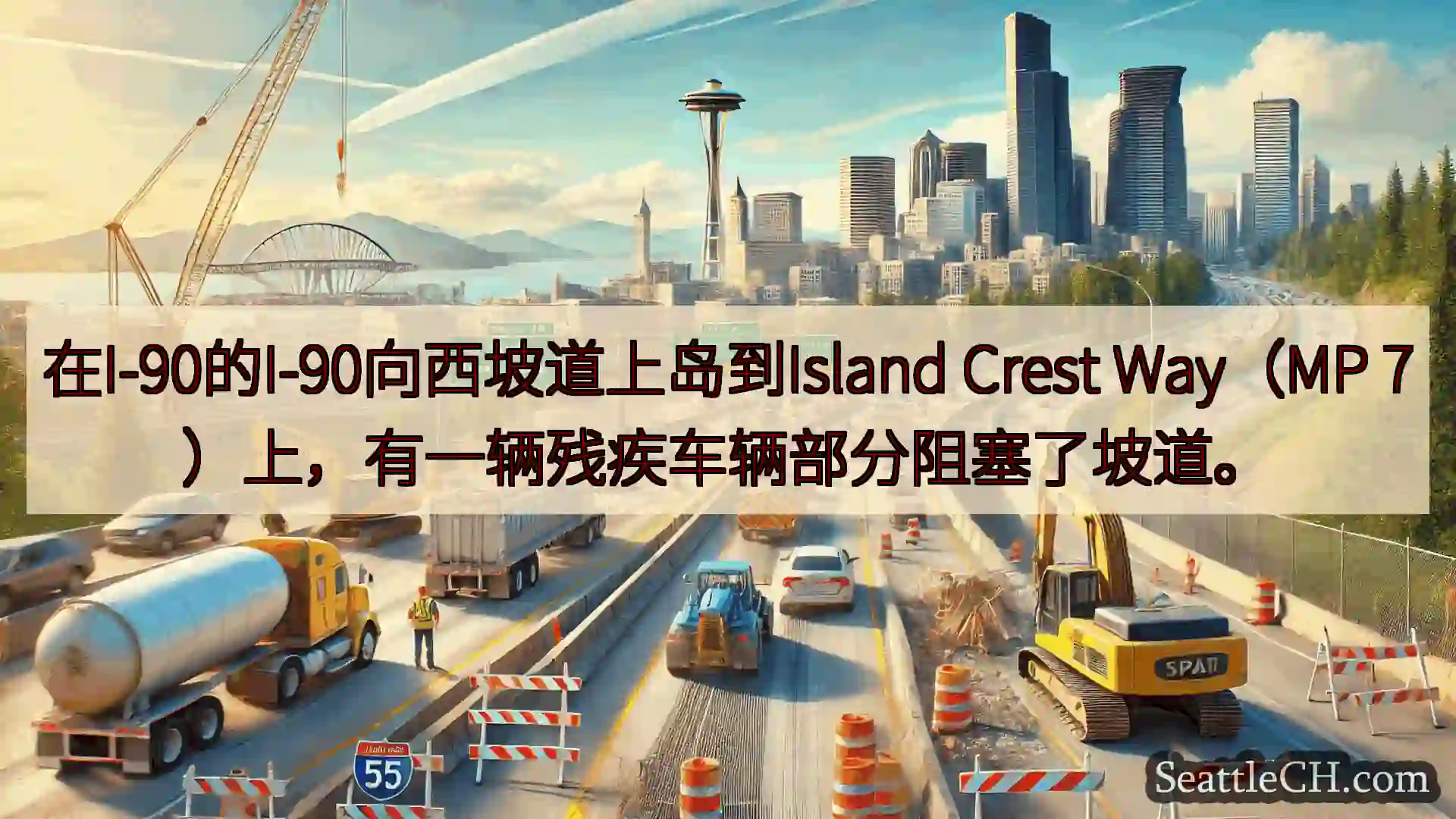西雅图交通新闻 在I-90的I-90向西坡道上岛到Island Crest