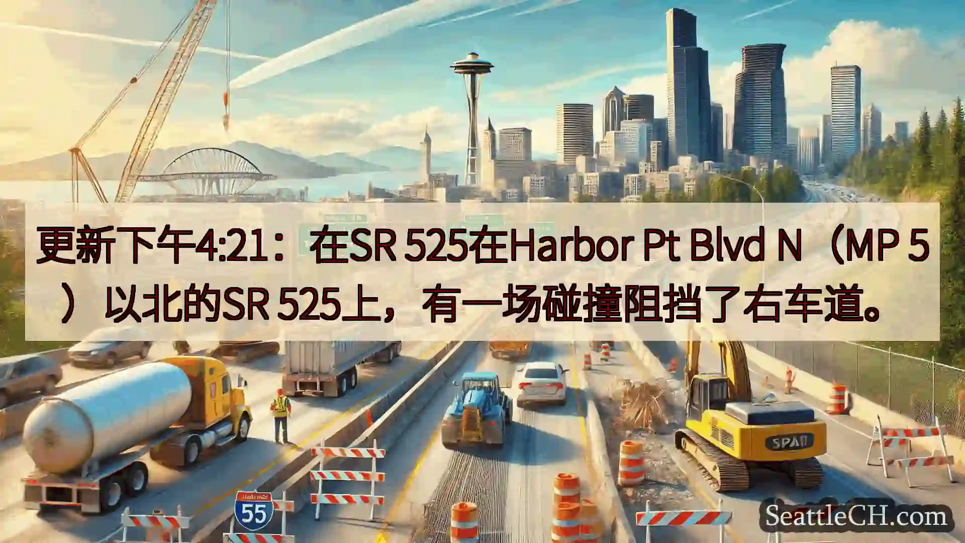 西雅图交通新闻 更新下午4:21：在SR 525在Harbor Pt Blvd