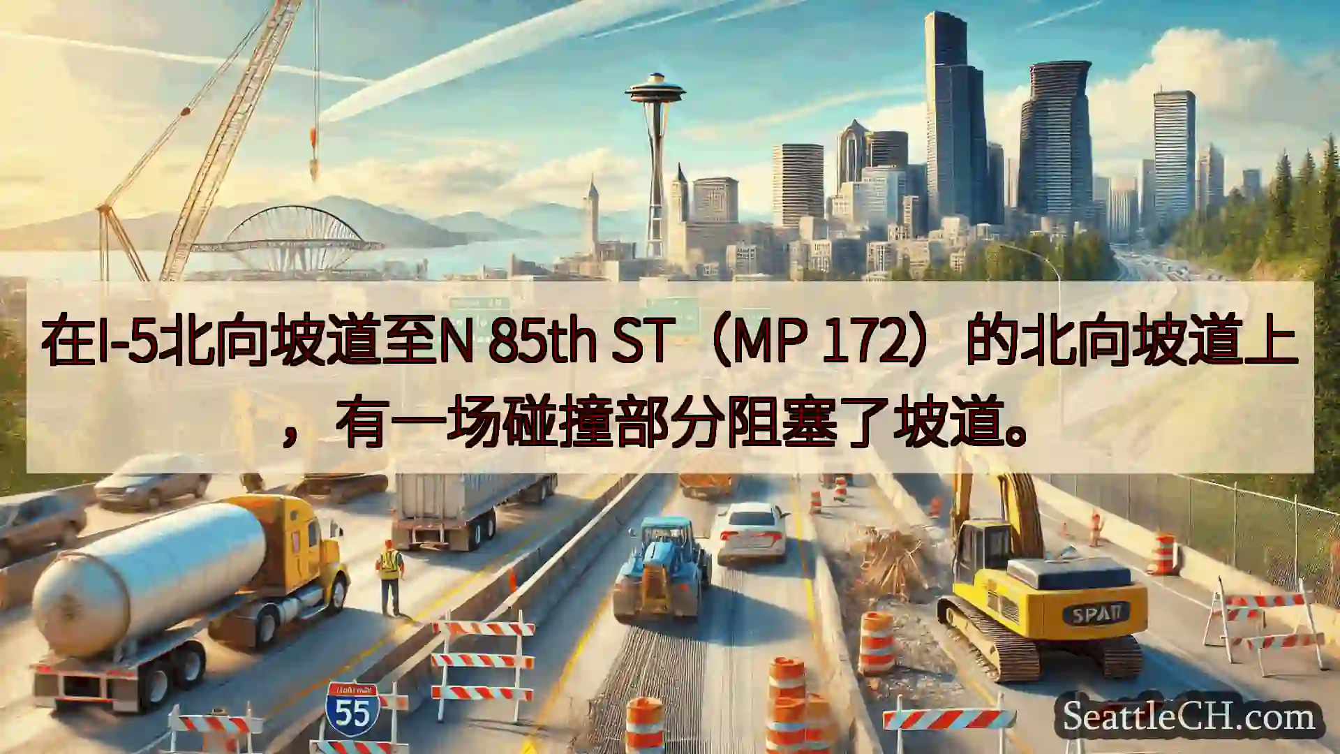 西雅图交通新闻 在I-5北向坡道至N 85th ST（MP