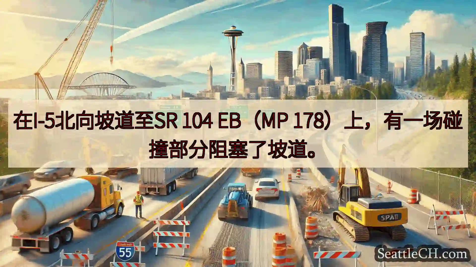 西雅图交通新闻 在I-5北向坡道至SR 104 EB（MP