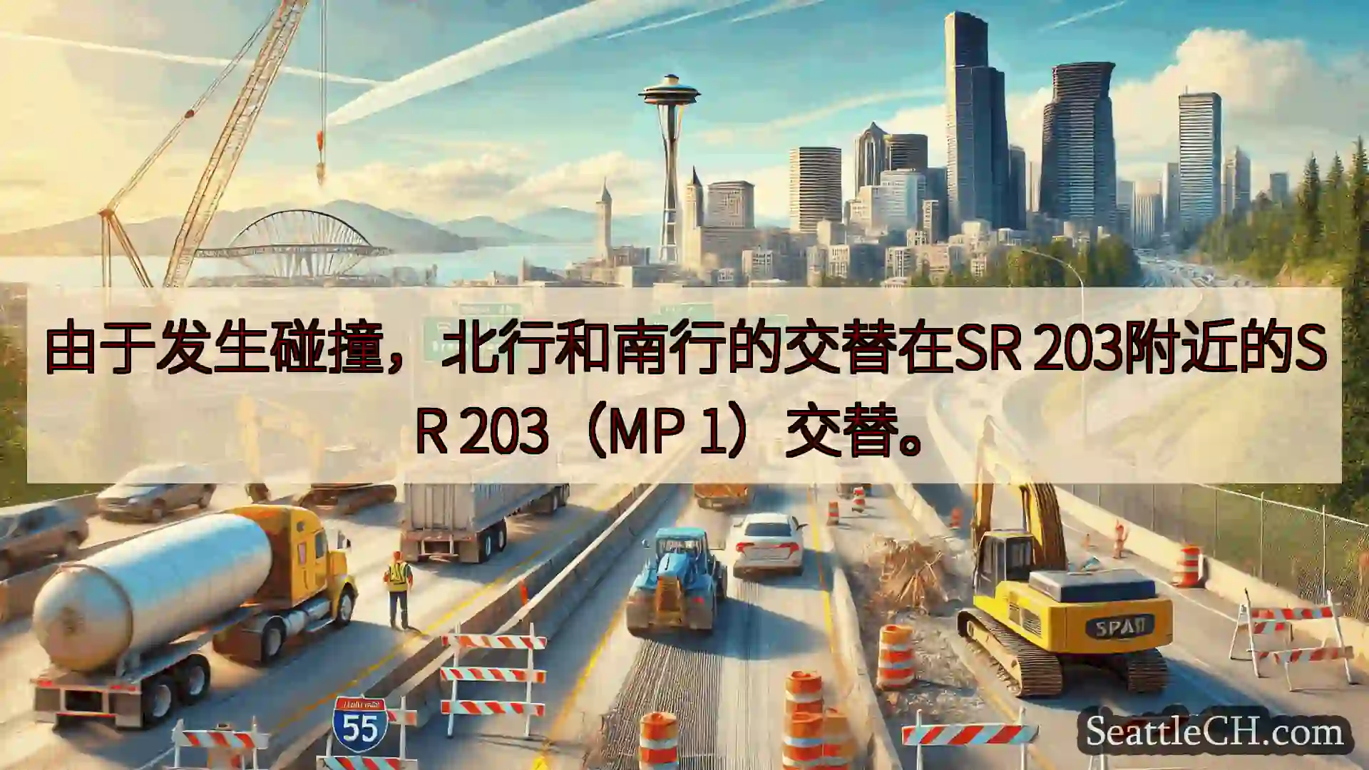 西雅图交通新闻 由于发生碰撞，北行和南行的交替在SR 203附近的SR 203（MP