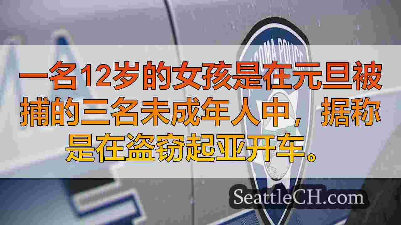 在塔科马（Tacoma）驾驶被盗汽车被捕的三人组中，有12岁的年轻人在脚步之后被
