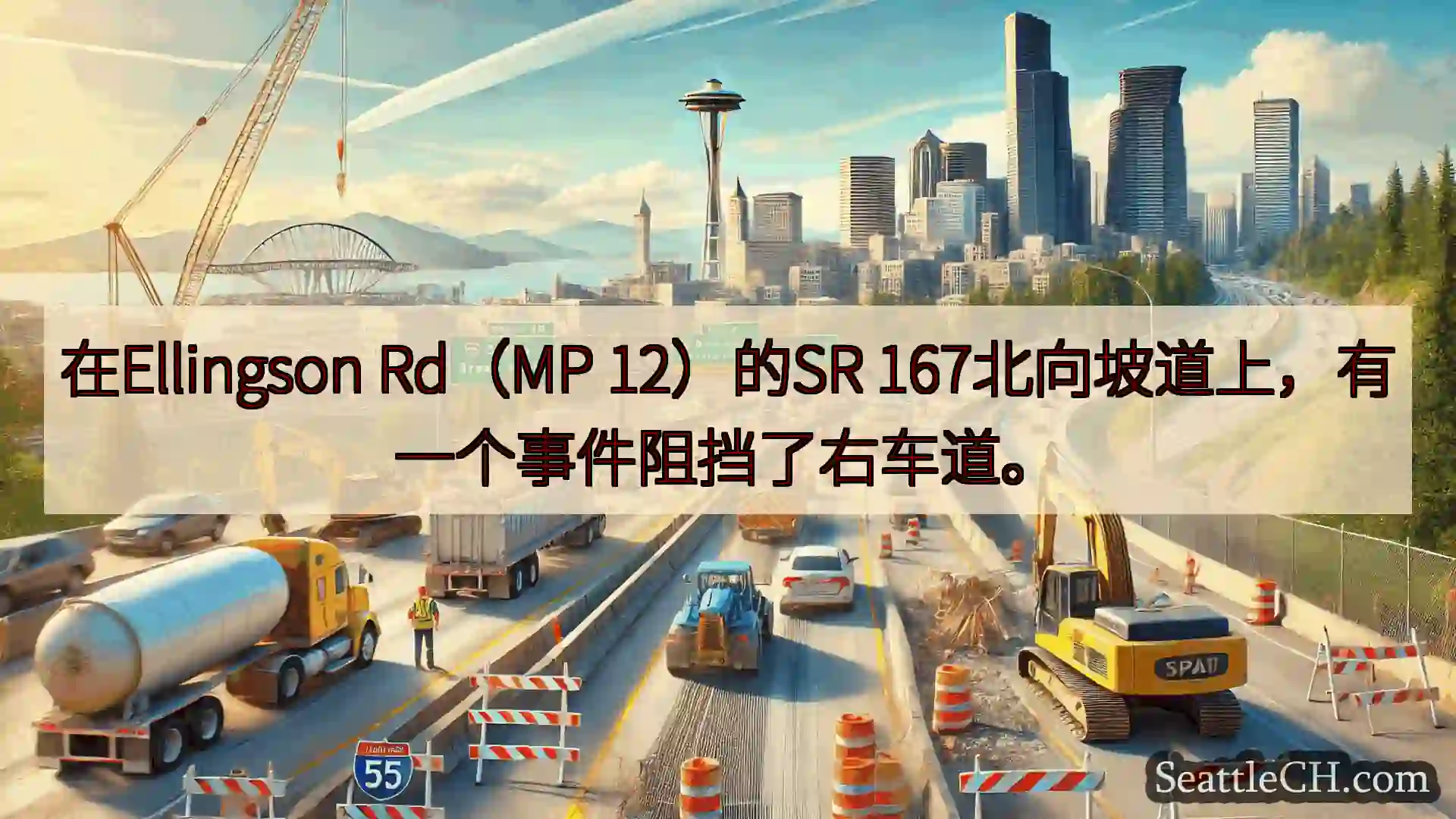 西雅图交通新闻 在Ellingson Rd（MP 12）的SR