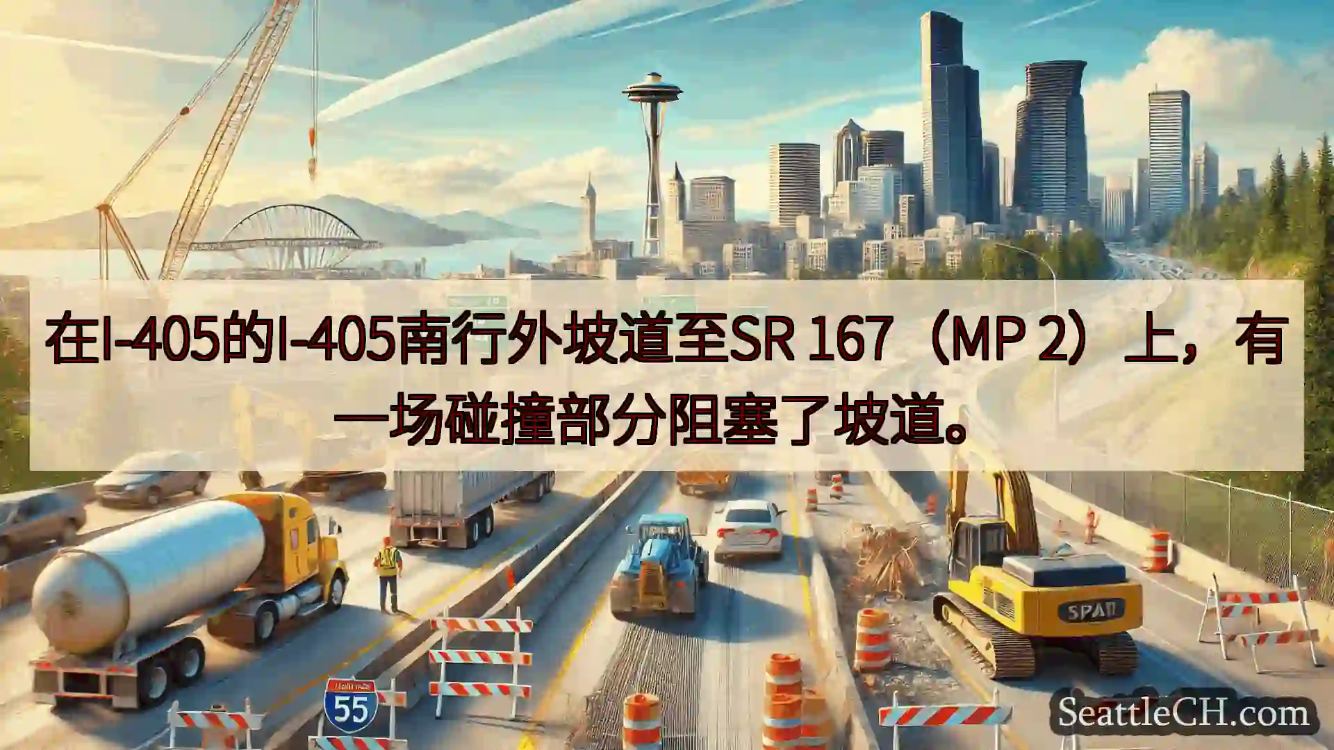 西雅图交通新闻 在I-405的I-405南行外坡道至SR 167（MP