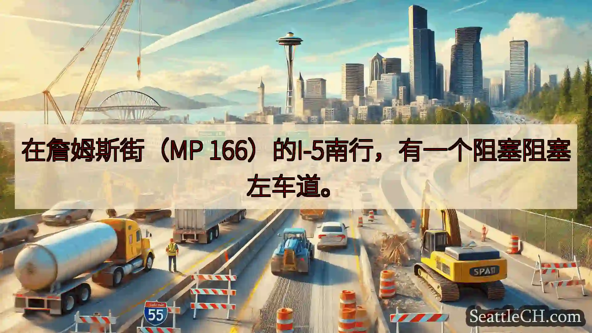 西雅图交通新闻 在詹姆斯街（MP 166）的I-5南行，有一个阻塞阻塞左车道。