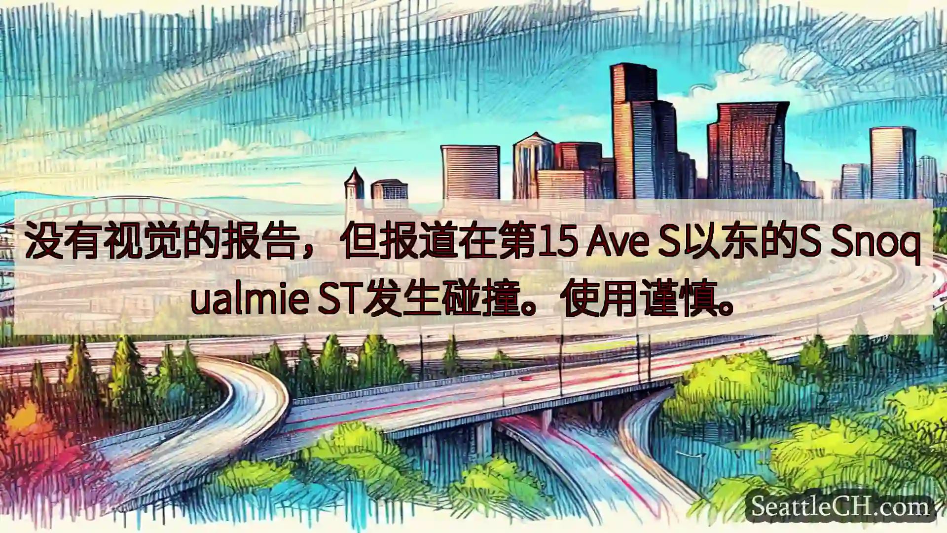 西雅图交通新闻 没有视觉的报告，但报道在第15 Ave S以东的S