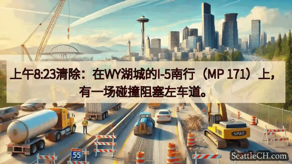西雅图交通新闻 上午8:23清除：在WY湖城的I-5南行（MP