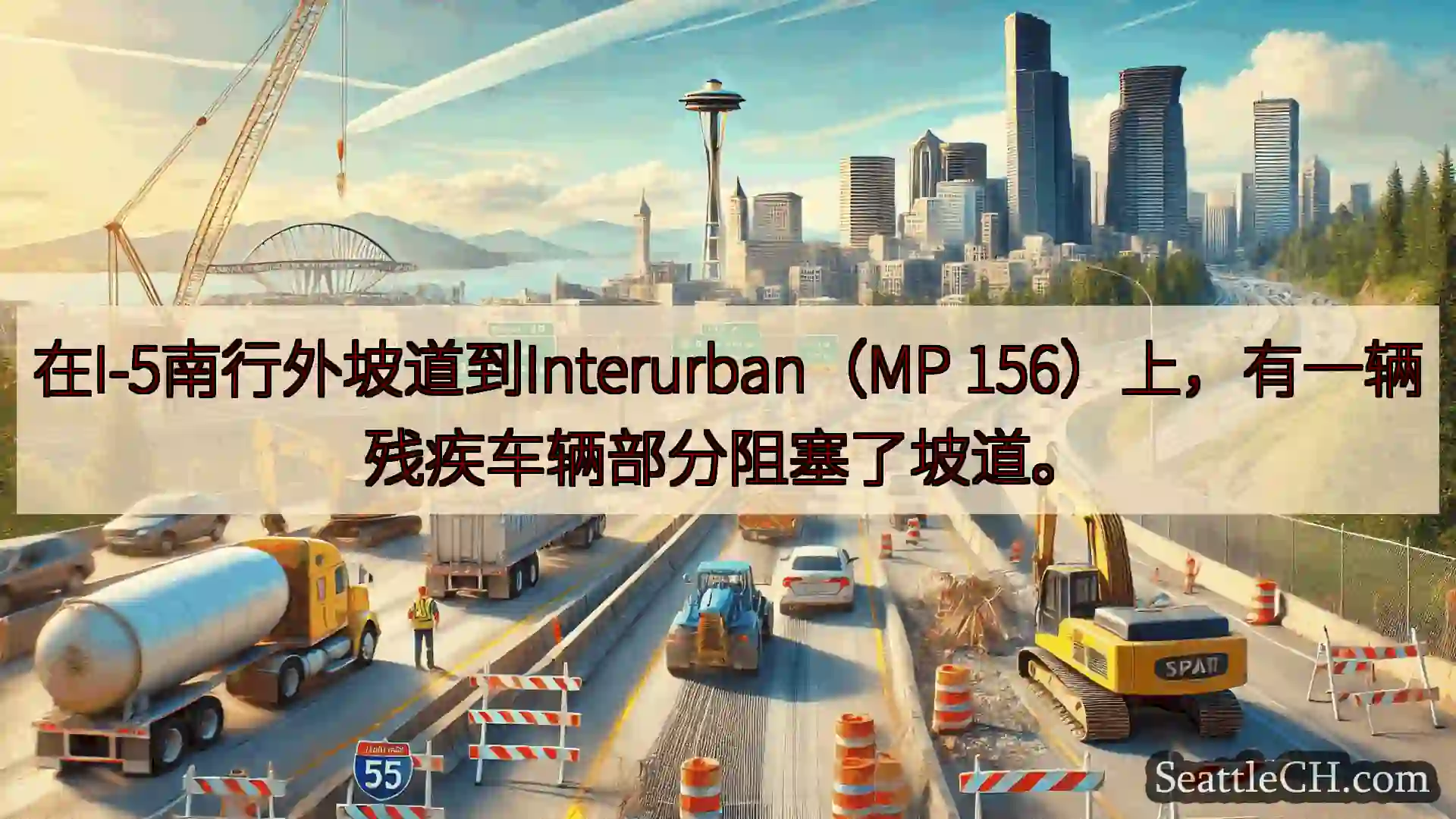 西雅图交通新闻 在I-5南行外坡道到Interurban（MP