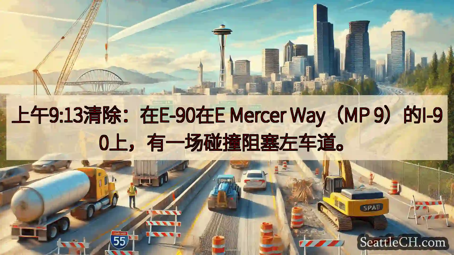 西雅图交通新闻 上午9:13清除：在E-90在E Mercer Way（MP