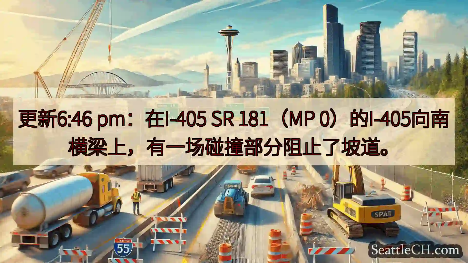 西雅图交通新闻 更新6:46 pm：在I-405 SR 181（MP
