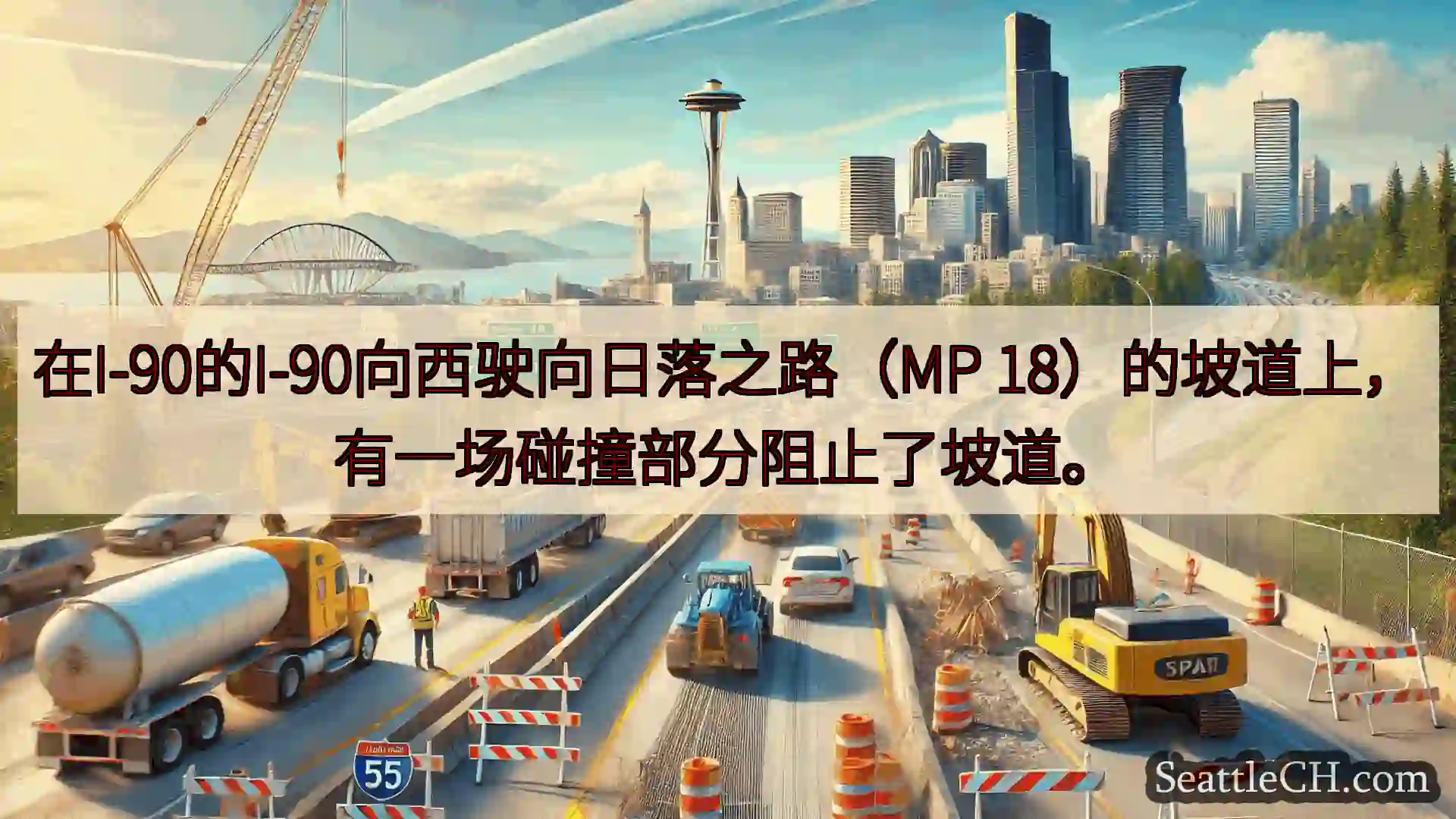 西雅图交通新闻 在I-90的I-90向西驶向日落之路（MP