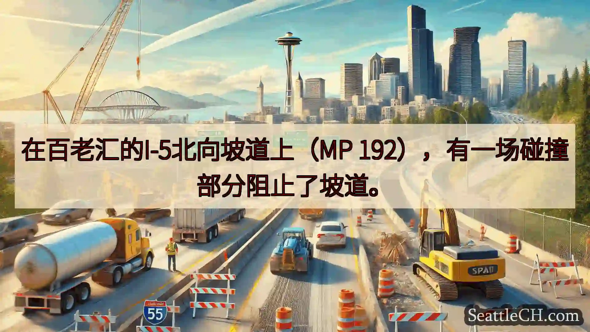 西雅图交通新闻 在百老汇的I-5北向坡道上（MP 192），有一场碰撞部分阻止了坡道。