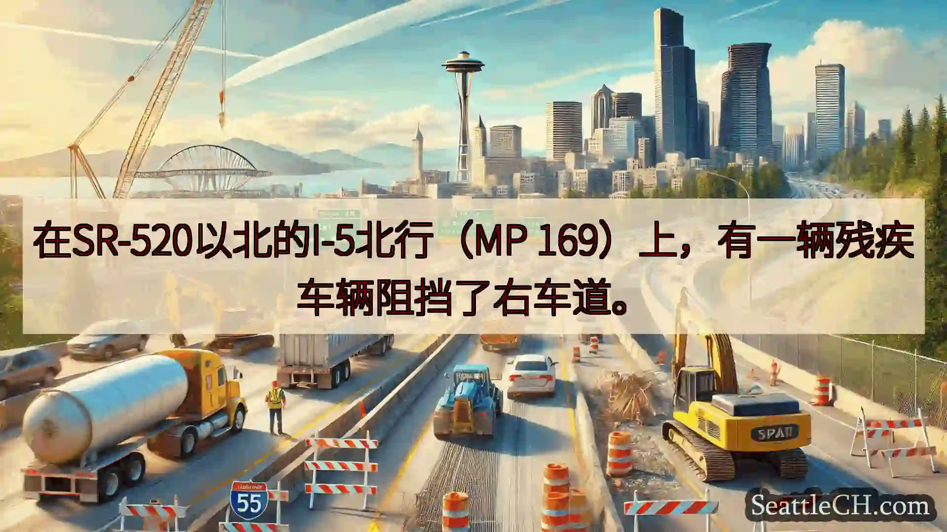 西雅图交通新闻 在SR-520以北的I-5北行（MP