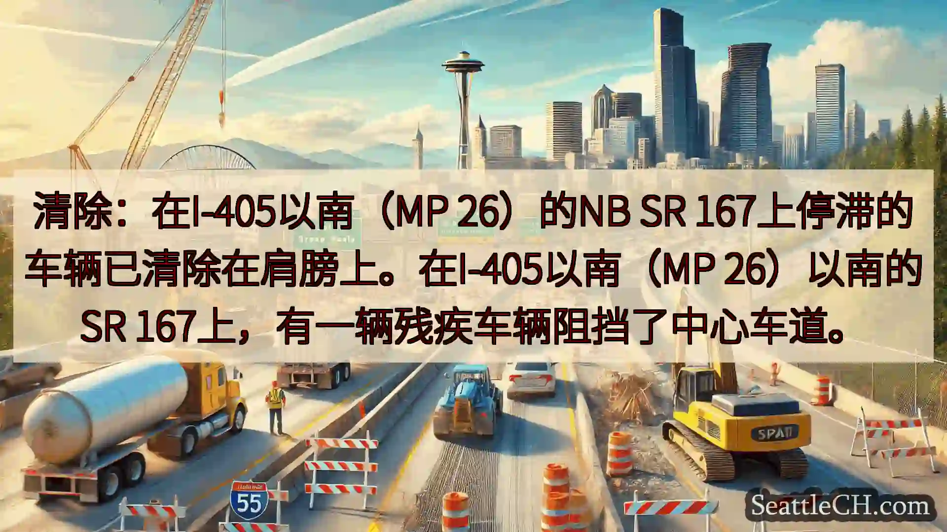 西雅图交通新闻 清除：在I-405以南（MP 26）的NB SR