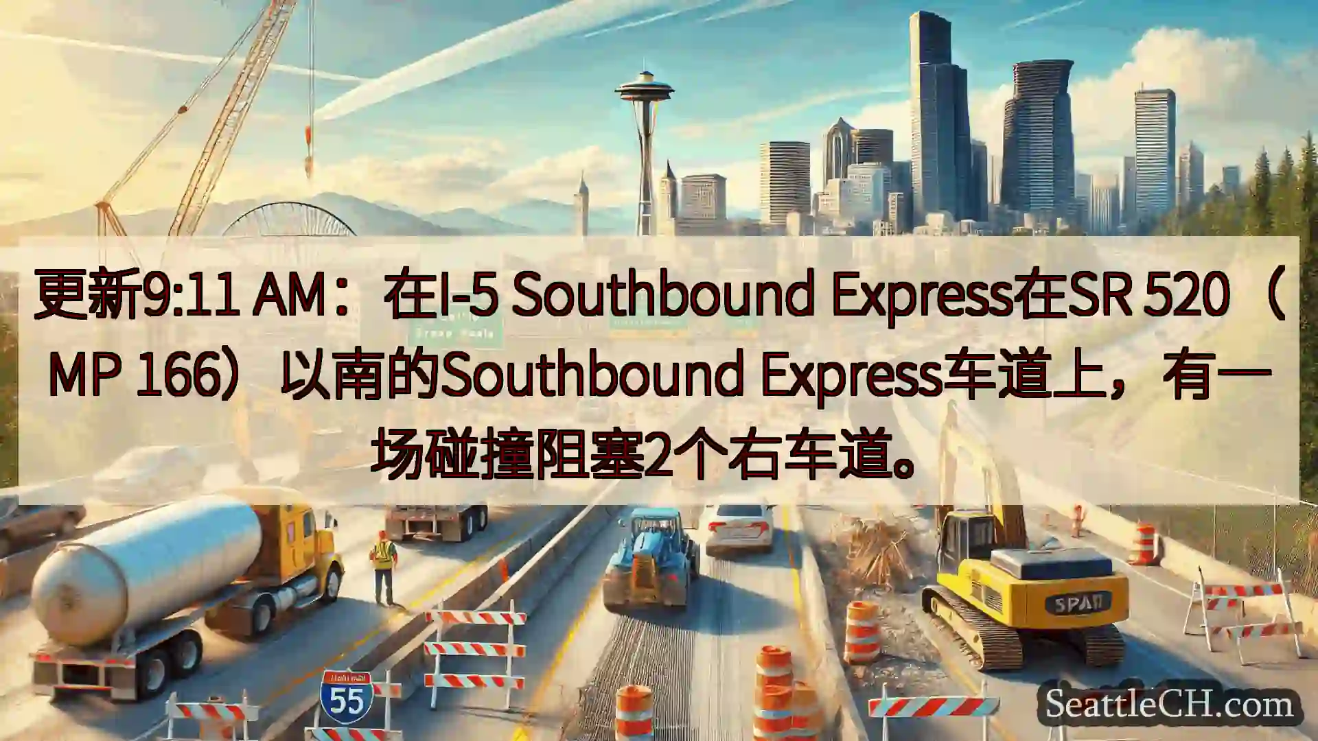 西雅图交通新闻 更新9:11 AM：在I-5 Southbound