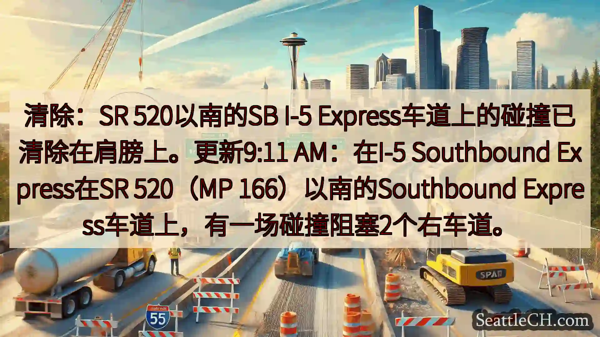 西雅图交通新闻 清除：SR 520以南的SB I-5