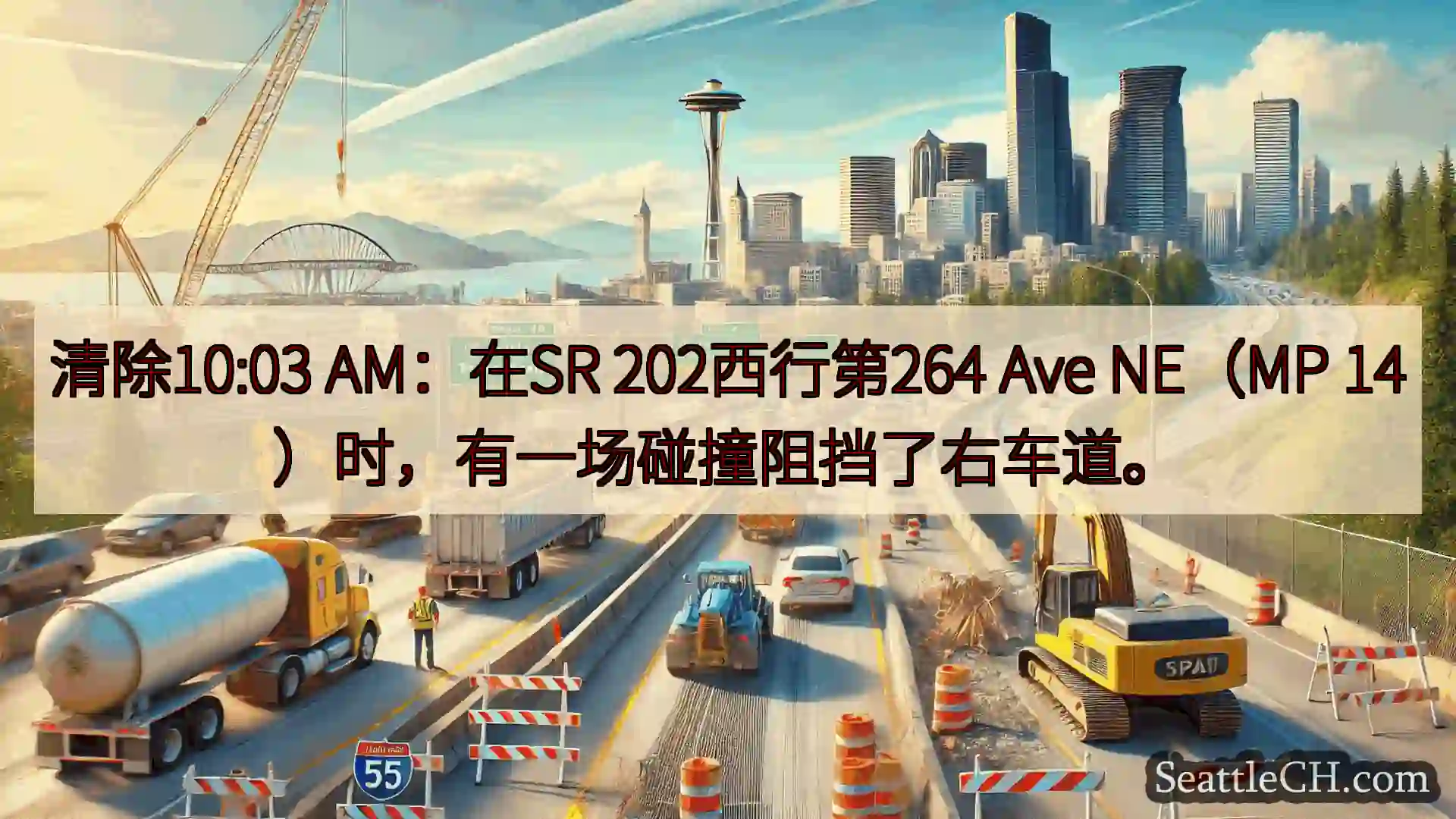 西雅图交通新闻 清除10:03 AM：在SR 202西行第264 Ave NE（MP