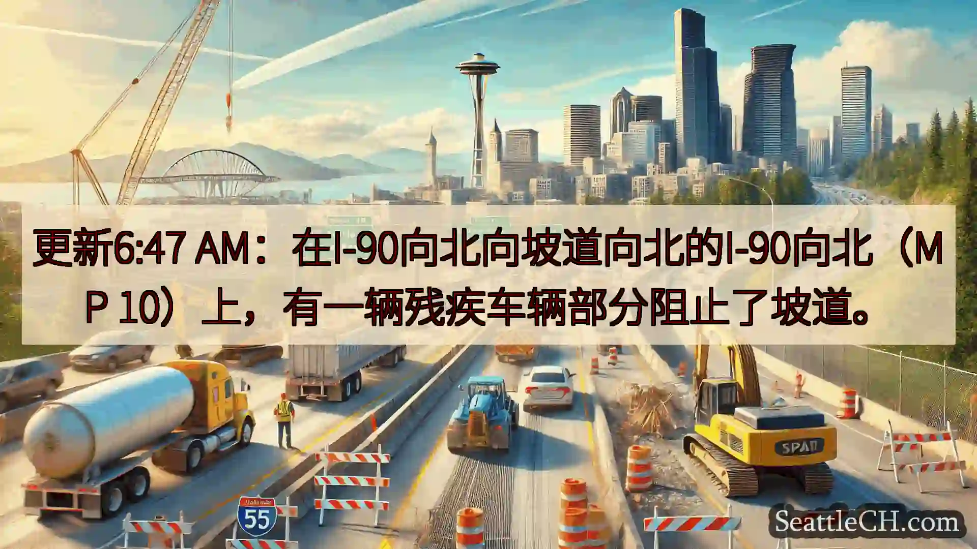 西雅图交通新闻 更新6:47 AM：在I-90向北向坡道向北的I-90向北（MP