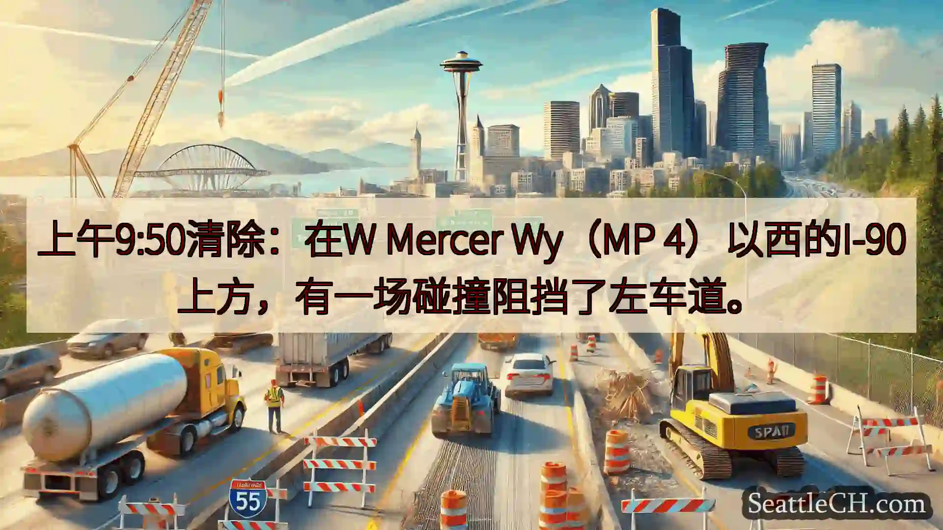 西雅图交通新闻 上午9:50清除：在W Mercer Wy（MP
