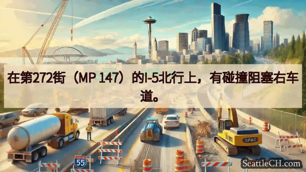 西雅图交通新闻 在第272街（MP 147）的I-5北行上，有碰撞阻塞右车道。
