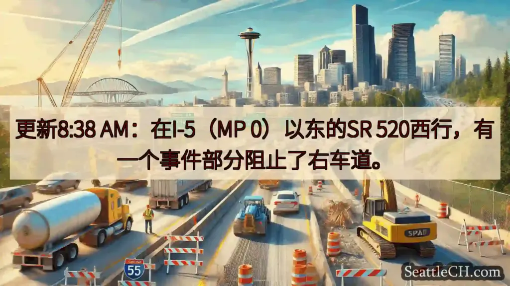 西雅图交通新闻 更新8:38 AM：在I-5（MP 0）以东的SR