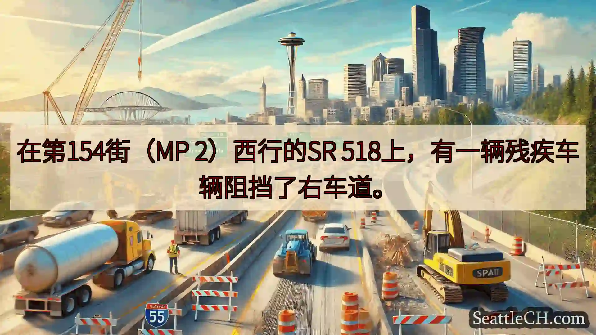 西雅图交通新闻 在第154街（MP 2）西行的SR