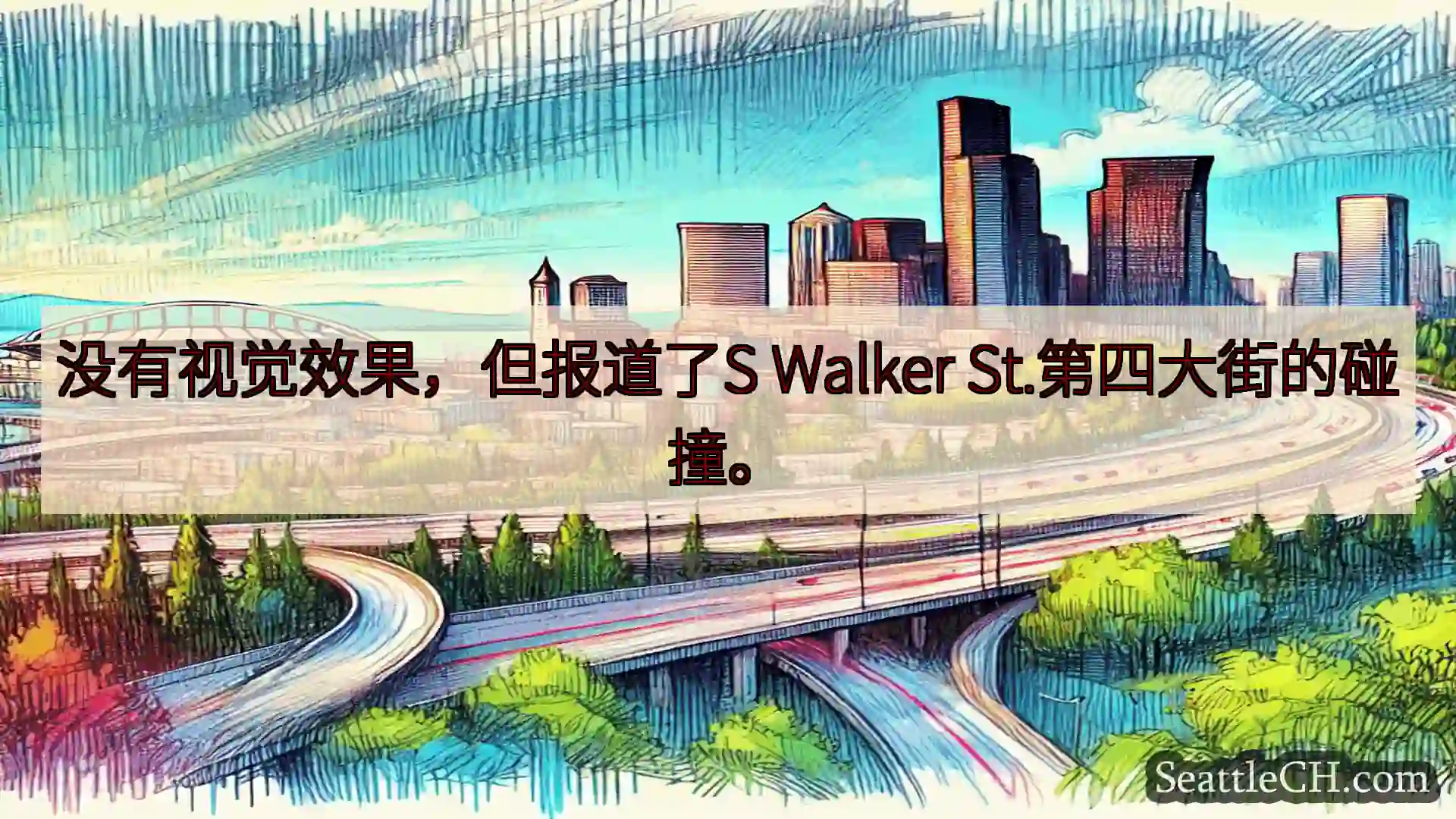 西雅图交通新闻 没有视觉效果，但报道了S Walker St.第四大街的碰撞。