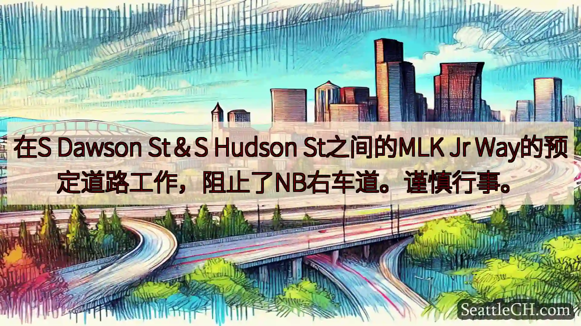 西雅图交通新闻 在S Dawson St＆S Hudson St之间的MLK Jr